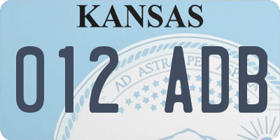 KS license plate 012ADB