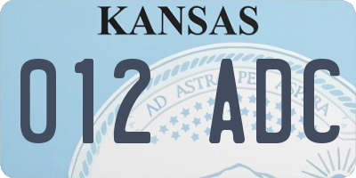 KS license plate 012ADC