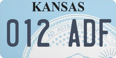 KS license plate 012ADF