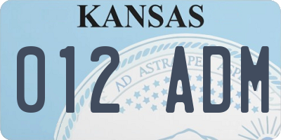KS license plate 012ADM