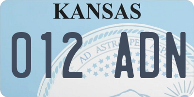 KS license plate 012ADN