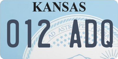 KS license plate 012ADQ