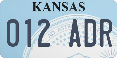 KS license plate 012ADR