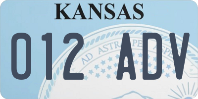 KS license plate 012ADV