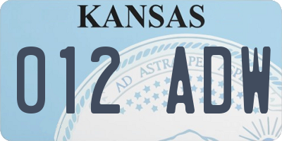 KS license plate 012ADW