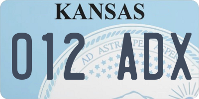 KS license plate 012ADX