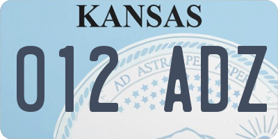 KS license plate 012ADZ
