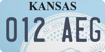 KS license plate 012AEG