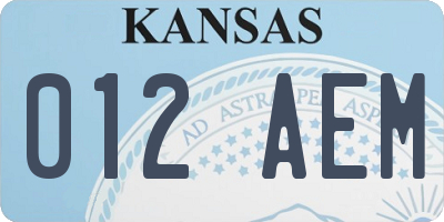 KS license plate 012AEM