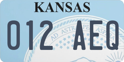 KS license plate 012AEQ