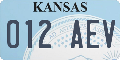 KS license plate 012AEV