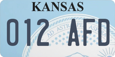 KS license plate 012AFD