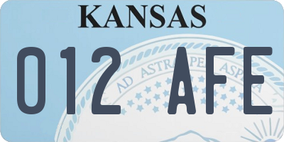 KS license plate 012AFE