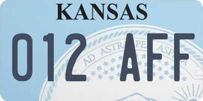 KS license plate 012AFF