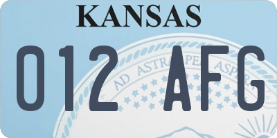 KS license plate 012AFG