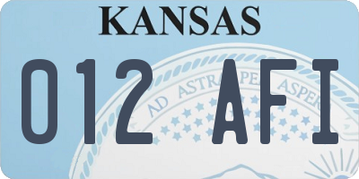 KS license plate 012AFI