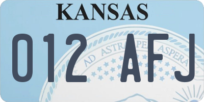 KS license plate 012AFJ