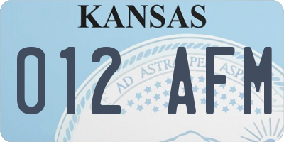 KS license plate 012AFM