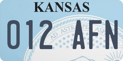 KS license plate 012AFN