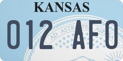 KS license plate 012AFO