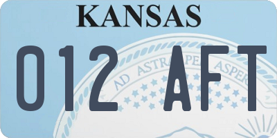 KS license plate 012AFT