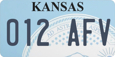 KS license plate 012AFV