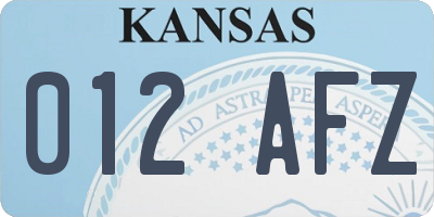 KS license plate 012AFZ