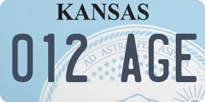 KS license plate 012AGE