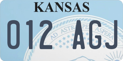 KS license plate 012AGJ