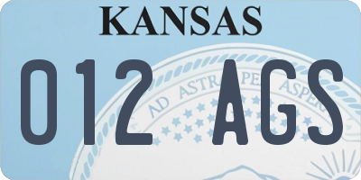 KS license plate 012AGS