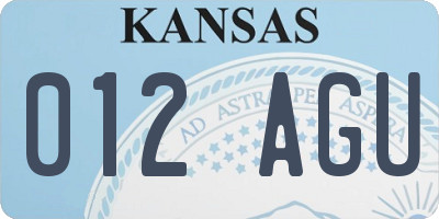 KS license plate 012AGU