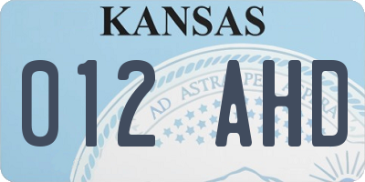 KS license plate 012AHD