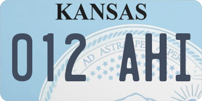 KS license plate 012AHI