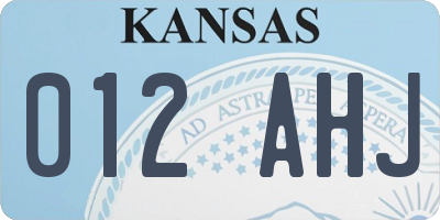 KS license plate 012AHJ