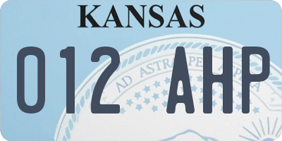 KS license plate 012AHP