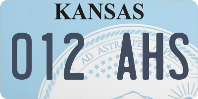KS license plate 012AHS