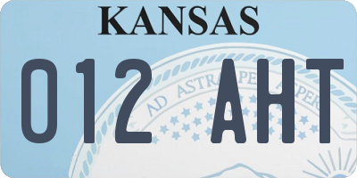 KS license plate 012AHT