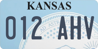KS license plate 012AHV
