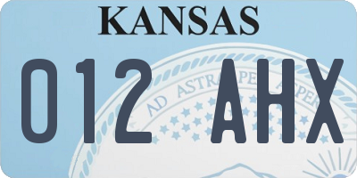 KS license plate 012AHX