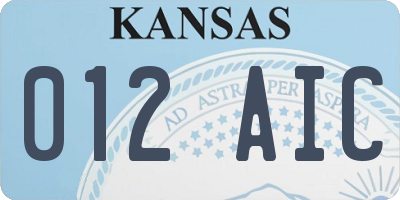 KS license plate 012AIC