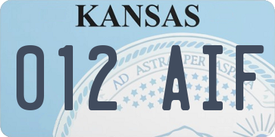 KS license plate 012AIF