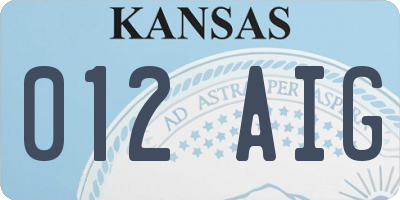 KS license plate 012AIG