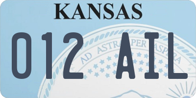 KS license plate 012AIL