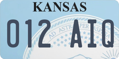 KS license plate 012AIQ