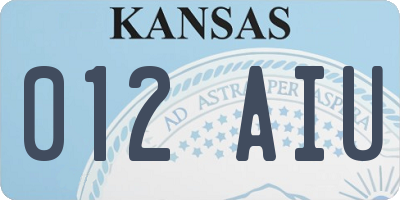 KS license plate 012AIU
