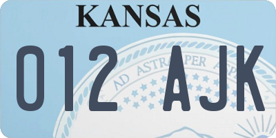 KS license plate 012AJK