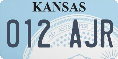 KS license plate 012AJR