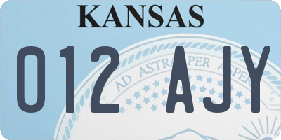 KS license plate 012AJY