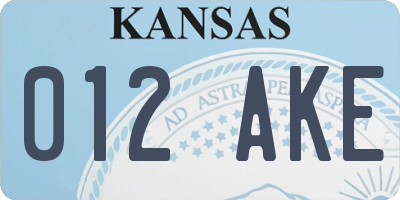 KS license plate 012AKE