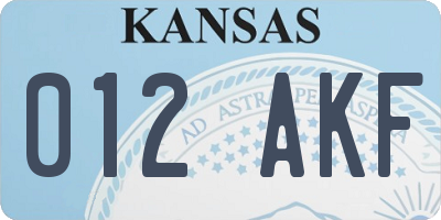 KS license plate 012AKF